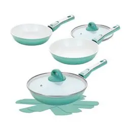 Produktbild: Cerafit Revolution Pfannen Set 7-tlg. 20+24+28 CM, 2 Glasdeckel, Viles Einleger, Keramik antihaftbeschichtete Bratpfanne, abnehmbarer Griff, alle Herdarten Induktion Backofen Spülmaschinen geeignet