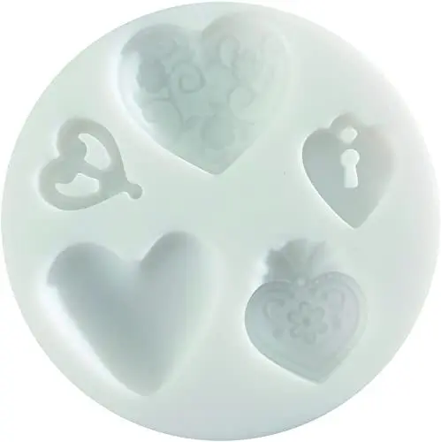 Produktbild: Cernit CE95115C - Silikonform ø 7cm, sehr flexibel, für Modelliermasse (Polymer) geeignet, ideal für DIY- und Bastelaktivitäten, Herzen, Weiß, 1 Stück