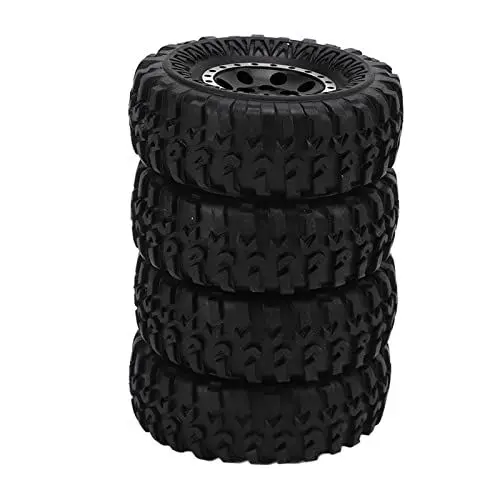 Produktbild: cersalt 55mm Felge Gummireifen, 8-Loch Anti-Rutsch-Verschleißfestigkeit RC Aluminiumfelgen Gummireifen Langlebig Besserer Grip mit Messingkupplung für 1/24 RC Auto(Schwarz)
