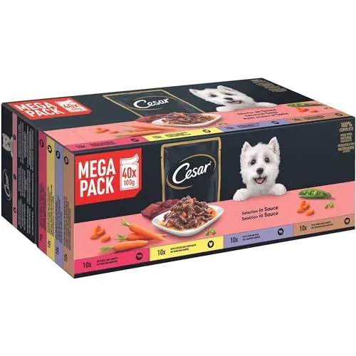 Produktbild: Cesar Selektion in Sauce Premium Hunde Nassfutter im Portionsbeutel 4 Varietäten 40x100g