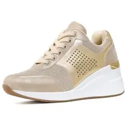 Produktbild: Cestfini Damen Keilsneaker, Keilabsatz Sneaker, Plateau Schnürschuhe, Casual Wedges Turnschuhe für Alltagskleidung