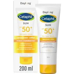 Produktbild: CETAPHIL SUN Liposomale Sonnenlotion SPF 50+, 200ml, Dermatologischer Sonnenschutz für trockene, empfindliche Haut, Sofortiger & hochwirksamer UVA- & UVB-Schutz, Extra wasserresistent, Ohne Duftstoffe
