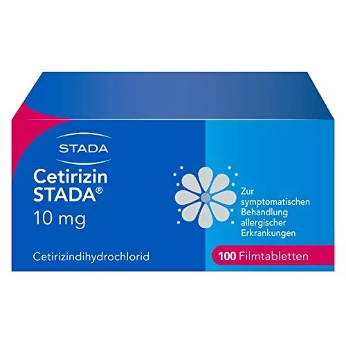 Produktbild: Cetirizin STADA 10 mg·· schnell & zuverlässig bei Allergie·· zur symptomatischen Behandlung allergischer Erkrankungen wie Heuschnupfen·· lindert allergische Nasen- und Augensymptome, 100 Stück