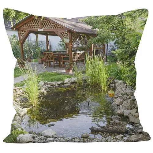 Produktbild: CEVAN Leinen Kissenbezüge Ostern Kissenhülle Couch Japanischer Garten Kissenbezüge Dekokissen Kissenbezug Landhaus Kissenbezüge Sofa Dekor 45x45cm,1Pcs