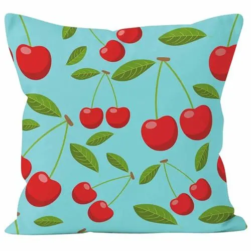 Produktbild: CEVAN Linen Kissenbezüge Klein Kissenhülle Nackenrolle Kirsche Kissenbezüge Japan Kissenbezug Quadratisch Kissenbezüge Sofa Dekor 45x45cm,1Pcs