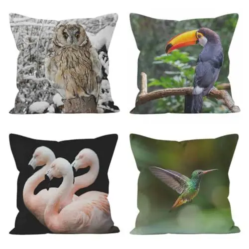 Produktbild: CEVAN Linen Kissenbezüge Ostern Kissenhülle Dekokissen Eule Kissenbezüge Verschiedene Grössen Kissenbezug XXL Kissenbezüge Sofa Dekor 45x45cm,4Pcs