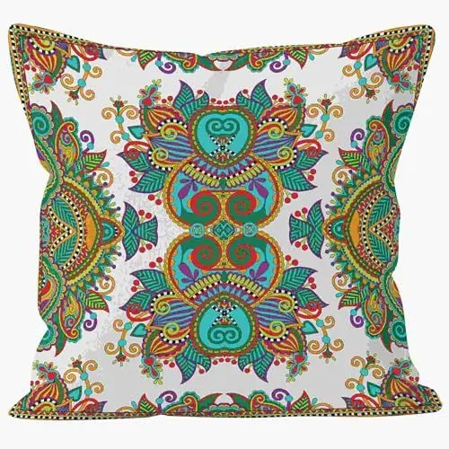Produktbild: CEVAN Linen Kissenbezüge Retro Kissenhülle Dekokissen Geometrisches Retro-Muster Kissenbezüge Ostern Kissenhülle Urban Kissenbezüge Sofa Dekor 45x45cm,1Pcs