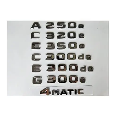 Produktbild: CEVIZ Chrom-Buchstaben-Embleme, passend for Mercedes Benz A250e B250e C300e C350e C300de C350de E300e E300de E350e E350de S580eL AMG 4MATIC (Size : C300DE)