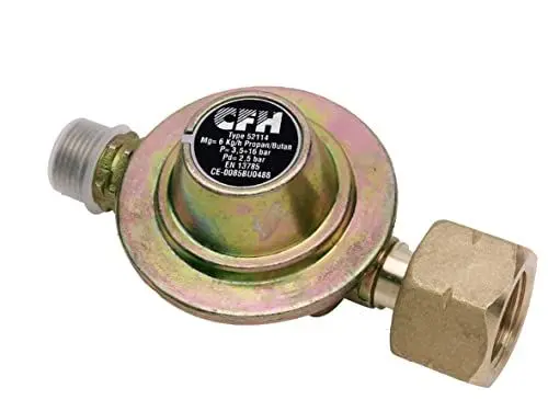 Produktbild: CFH Gasdruckregler 2,5 bar DR 114 - Druckminderer für Propan und Butan Gasflaschen, für Löt- und Abflammgeräte, Durchfluss 6 kg/h, Eingang G.5, Ausgang H.6 3/8