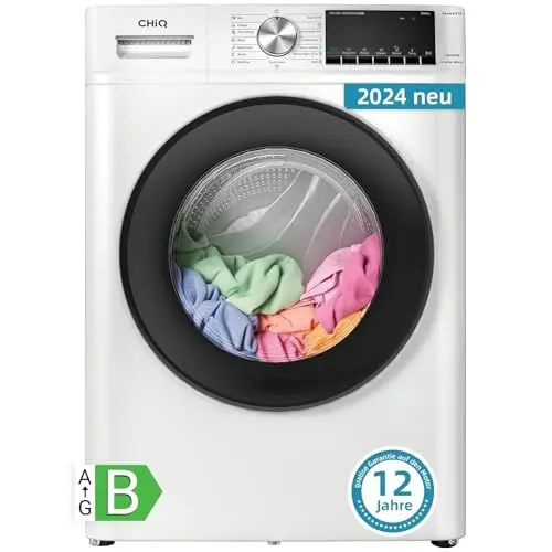 Produktbild: CHiQ CFL80-14586IM3XBW Waschmaschine Frontlader/ 8 kg/15 Min Schnellwasch/AI Smart Wash/Schlankes Design/Inverter-Motor/Dampffunktion/große Trommel/Kindersicherung/Weiß
