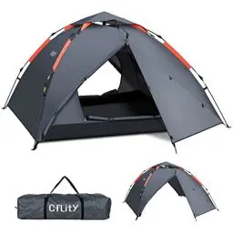 Produktbild: Cflity Camping Zelt, 3 Personen Instant Pop Up Zelt Wasserdicht DREI Schicht Automatische Kuppelzelt, Große 4 Jahreszeiten Zelt, Backpacking Zelt mit Rain-Fly 2 Erweiterbare Veranda für Camping