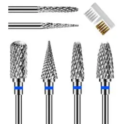 Produktbild: CGBE Nagelfräser Aufsätze Bits für Nagelfräser: 6 Stück Fräser Bits Schleifköpfe Hartmetall Maschine Zubehör für Maniküre entfernen Gel Polygel, 3/32 Zoll Professionelle Nagelfräser Bits.
