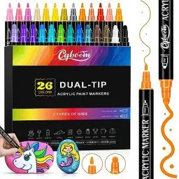 Produktbild: CGBOOM Acrylstifte, 26 Farben Dual Tip Acrylstifte für Steine Wasserfest, Steine Zum Bemalen, Stifte Steine Bemalen Wasserfest, Steine Bemalen Stifte, Lackstift für Steine Holz Multimarker