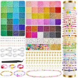 Produktbild: CGBOOM Freundschaft Armband Kit, 24000 Pcs 60 Farben Perlen,3 mm Perlen für Armbänder, Schmuck, Glas DIY Armband Schmuck machen Kit für das perfekte Geschenk für ein kleines Mädchen