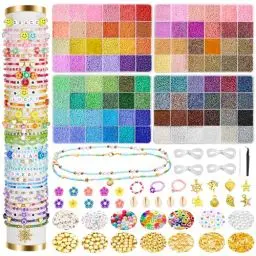 Produktbild: CGBOOM Freundschaft Armband Kit, 57600 Pcs 96 Farben Perlen,2 mm Perlen für Armbänder, Schmuck, Glas DIY Armband Schmuck machen Kit für das perfekte Geschenk für ein kleines Mädchen