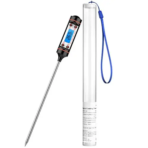 Produktbild: CGZZ Kochthermometer 150mm, blaue Hintergrundbeleuchtung LCD-Bildschirm, sofortige Ablesung, Edelstahl Kochthermometer, lange Sonde, Korrosionsschutz