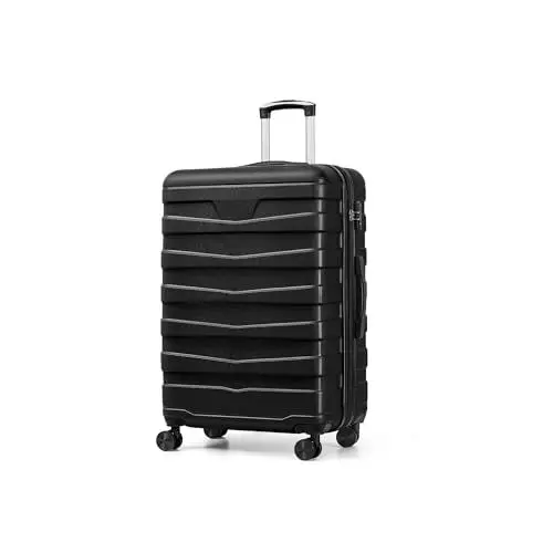 Produktbild: ChaCool Koffer Set Trolley Reisekoffer Check-In Gepäck, 39.5 * 26 * 57.5cm Hartschalen-Koffer mit TSA-Schloss und 4 Rollen ardschale Boardcase Handgepäck mit 8cm Volumenerweiterung （M, Schwarz