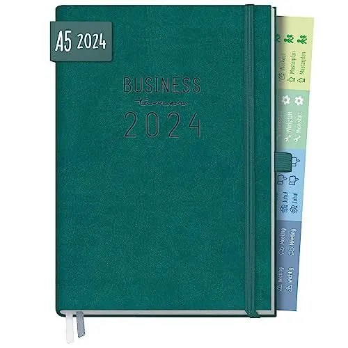 Produktbild: Chäff Business-Timer Deluxe 2024 A5 (Petrol) 1 Woche 2 Seiten | Terminplaner, Wochenplaner, Organizer, Wochenkalender, Terminkalender für perfektes Zeitmanagement | nachhaltig & klimaneutral