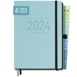 Produktbild: Chäff-Timer Deluxe Kalender 2024 A5 (Eisblau) Terminplaner 12 Monate: Jan - Dez 24 | Terminkalender, Wochenplaner mit Stiftschlaufe, Gummiband & Einstecktasche | nachhaltig & klimaneutral