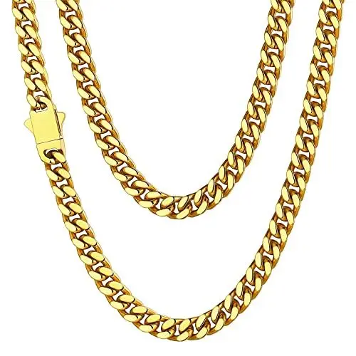 Produktbild: ChainsHouse Gold Kette Edelstahl Kette Panzerkette 46cm Freundschaftskette 5mm breit Kette Damen Schmuck