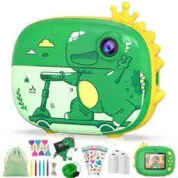 Produktbild: CHAKEYAKE Sofortbildkamera Kinder, 1080P 2,4 Zoll Bildschirm Kinderkamera mit Fotoclip, Kamera Tasche, 32G Karte, Fotoapparat Kinder Sofortdruck, Geschenk für Kinder 3-12 Jahren