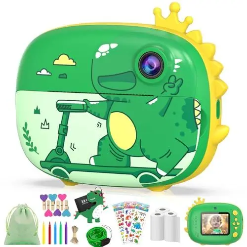 Produktbild: CHAKEYAKE Sofortbildkamera Kinder, 1080P 2,4 Zoll Bildschirm Kinderkamera mit Fotoclip, Kamera Tasche, 32G Karte, Fotoapparat Kinder Sofortdruck, Geschenk für Kinder 3-12 Jahren