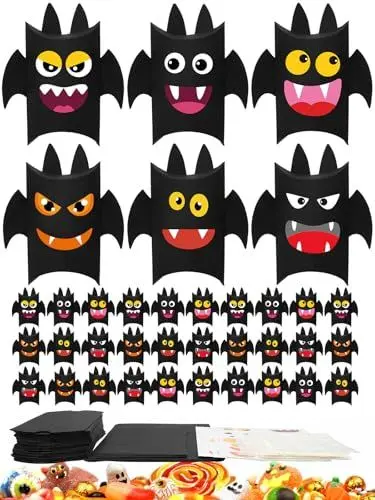 Produktbild: CHALA 30pcs Halloween Tüten Süßigkeiten Fledermaus Geschenktüten Halloween Kissenschachtel Kinder Süßes oder Saures Box Halloween Süßigkeiten Geschenkboxen für Bonbons Kinder Trick or Treat Halloween