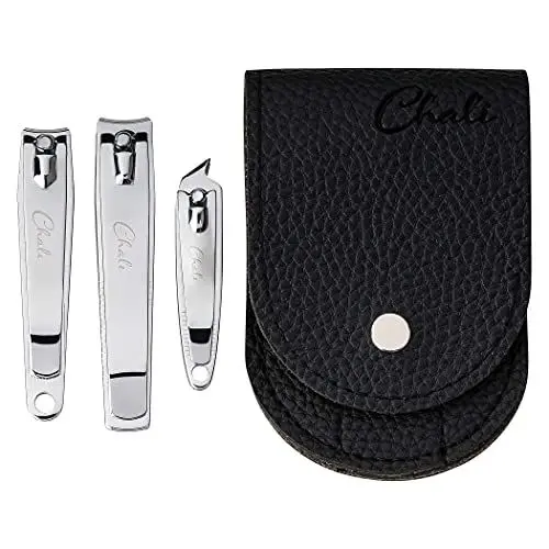 Produktbild: Chali® Nagelknipser Set 3-tlg. mit Etui, Edelstahl Nagelzwicker 8cm 7,5cm 6cm für Fingernägel und Fußnägel - Knipser für Männer und Frauen