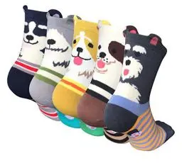 Produktbild: Chalier Cozy 5 Paar Damen Socken Tiere Lustige Bunte Socken Baumwolle mit Süße Katze Socken Geschenk für Damen Einheitsgröße (Braun)