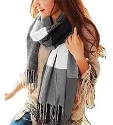Produktbild: Chalier Fashion Damen Winter Schal Kariert übergroßer Quadratisch Deckenschal, Karo Tartan Streifen Plaid Muster XXL Oversized Fransen Poncho, Mischfarbe, Einheitsgröße