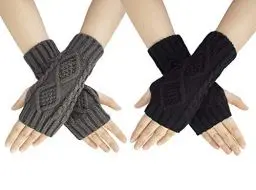 Produktbild: Chalier Fashion Fingerlose Handschuhe Armstulpen Damen,Winter Halb Fingerhandschuhe Winterhandschuhe, Wärmer Strick Kurzer Gestrickte Fingerlose Fäustlinge