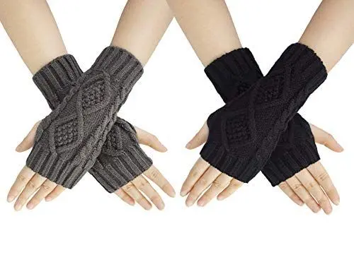 Produktbild: Chalier Fashion Fingerlose Handschuhe Armstulpen Damen,Winter Halb Fingerhandschuhe Winterhandschuhe, Wärmer Strick Kurzer Gestrickte Fingerlose Fäustlinge