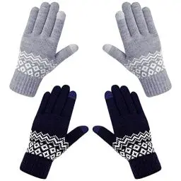 Produktbild: Chalier Fashion Handschuhe Damen Winter Warme Touchscreen Winterhandschuhe Schnee Blume Druck halten warm mit Kaschmir für Frauen und Männer MEHRWEG