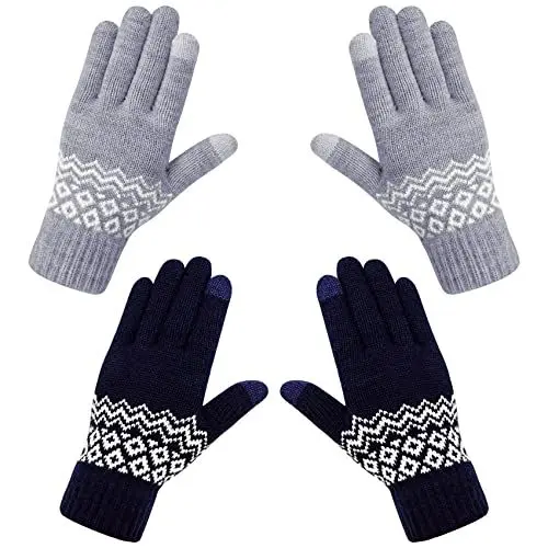 Produktbild: Chalier Fashion Handschuhe Damen Winter Warme Touchscreen Winterhandschuhe Schnee Blume Druck halten warm mit Kaschmir für Frauen und Männer MEHRWEG