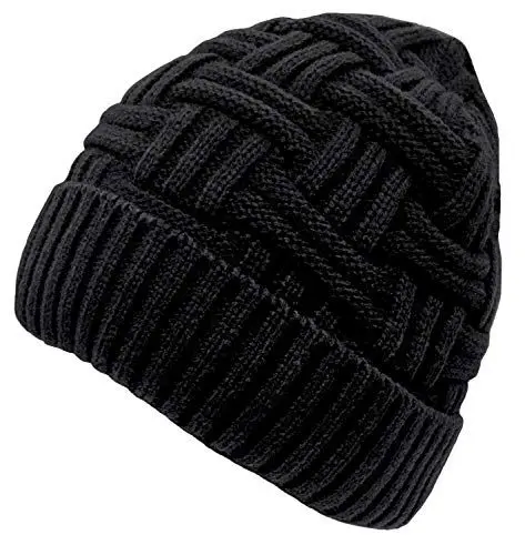Produktbild: Chalier Herren Strickmütze Wintermütze warme Winter Beanie Mütze mit Fleece Innenfutter Schwarz MEHRWEG(Einheitsgröße)