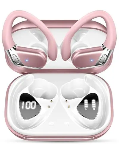 Produktbild: chalvh Bluetooth Kopfhörer Sport, Kopfhörer Kabellos Bluetooth 5.4 in Ear Kopfhörer mit CVC8.0 Noise Cancelling Mikrofon, Rosegold