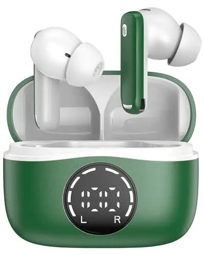 Produktbild: chalvh Kabellose Ohrhörer, Bluetooth 5.4 Kopfhörer, Ohrhörer, Bluetooth Earbuds Deep Bass Stereo, IPX7 Wasserdicht Wireless Ohrhörer für Android/iOS New, Grün