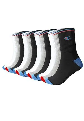 Produktbild: Champion 12 Paar Crew Socken Gr. 35-46 Unisex Tennissocken C20013, Farbe:schwarz - weiß - grau, Socken & Strümpfe:39-42