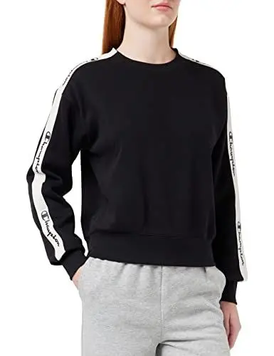 Produktbild: Champion Damen Sport Tape Boxy Crewneck Kapuzenpullover, Schwarz, XS