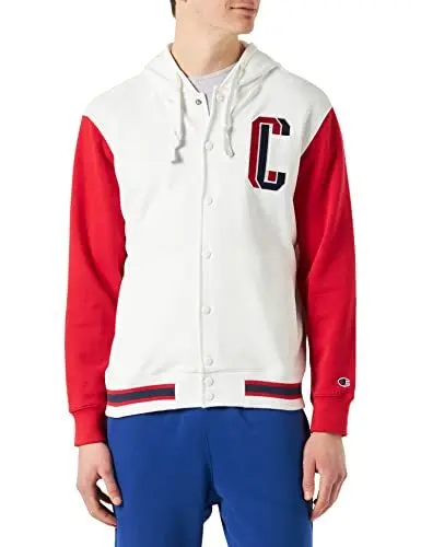 Produktbild: Champion Herren Rochester 1919 Bookstore Full Buttoned Kapuzenpullover, Off-White (Bdb), L