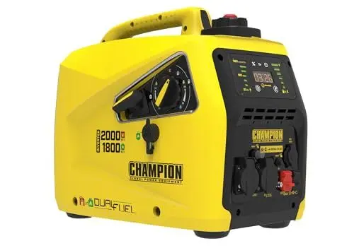 Produktbild: Champion Power Equipment Stromerzeuger Benzin + Gas (2000 Watt, Strom Inverter, Generator mit LED-Anzeige, Dual Fuel, extrem leise) 8200i-E-DF-EU, Gelb