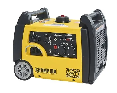 Produktbild: Champion Power Equipment mobiles Stromaggregat Benzin (3100 Watt, tragbarer Inverter, Generator, extrem leise, mit integriertem Griff und Radsatz, ideal für Outdoor + Camping) 73001i-E-EU, Gelb