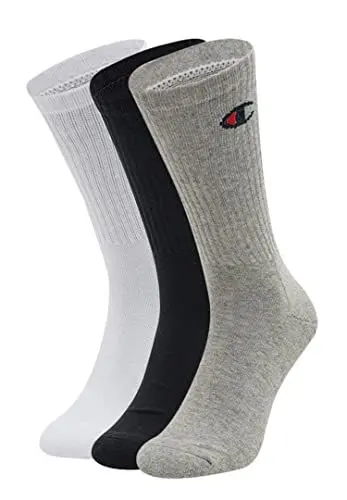 Produktbild: Champion Unisex Core 3PP Crew Füßlinge, Hellgrau Meliert, Weiß, Schwarz, 43-46 (3er Pack)