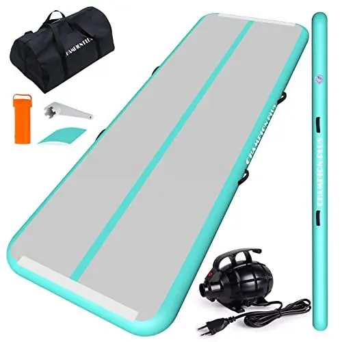 Produktbild: ChampionPlus Aufblasbare Air Matte Track Tumbling Matte 3m Gymnastikmatte Turnmatte mit elektrischer Luftpumpe, Yogamatte, Camping Trainingsmatte, Fitness Yoga Sportmatte（Mintgrün）
