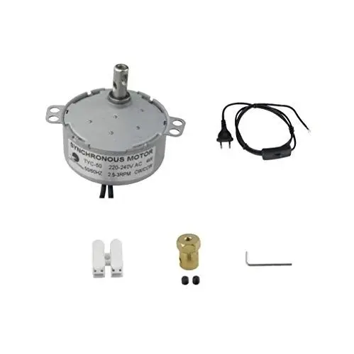 Produktbild: CHANCS Elektrischer Synchronmotor TYC-50 220 V 2,5–3 U/min mit flexiblem 7-mm-Kupplungsstecker und Netzkabel-Schalterstecker für Becherwender, handgefertigt, Plattenspieler-Synchronmotor