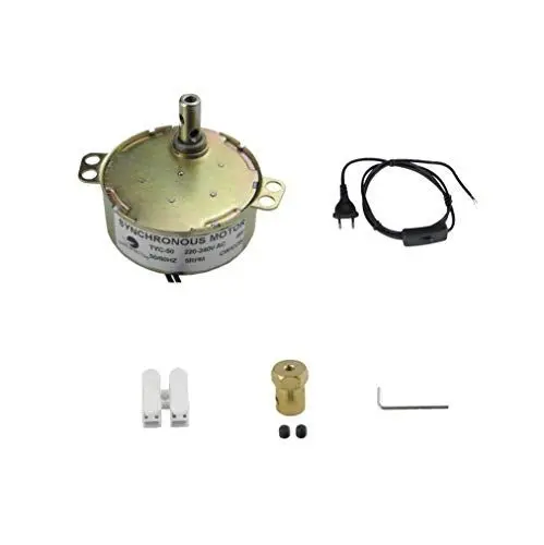Produktbild: CHANCS Plattenspieler-Motor Synchronmotor TYC-50 220 V 5–6 U/min mit 7 mm flexiblem Kupplungsstecker und 1,8m Netzkabel Schalterstecker Plattenspieler-Getriebebox für Mikrowellenofen