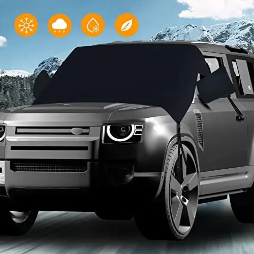 Produktbild: CHANGEMOORE 900D Reißfest Frontscheibenabdeckung Winter Sommer, Scheibenabdeckung Auto mit Ohren für PKW SUV LKW VW T6, Wasserdicht Auto Windschutzscheibe Abdeckung gegen Schnee, EIS, Frost Staub