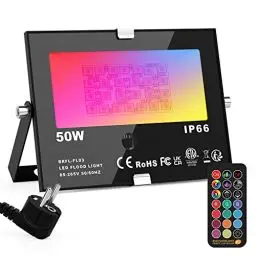 Produktbild: ChangM RGB LED Strahler Fluter Außen Mit Fernbedienung Objektbeleuchtung 1er Pack 50W LED Fluter Flutlichtstrahler, IP66 Wasserdicht LED Flutlicht, Garten Stimmungslichter
