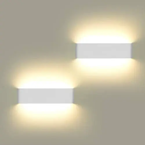 Produktbild: ChangM Wandleuchte LED Aussen Innen 2 Stücke Wandleuchten 12W Wandlampe mehr Hell Moderne Wandbeleuchtung Perfekt für Draußen, Badezimmer, Wohnzimmer, Treppenhaus Flur Wandbeleuchtung, Warmweiß