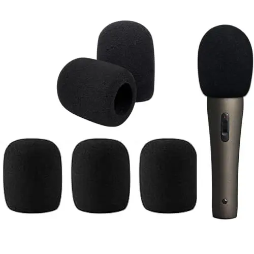 Produktbild: Changyeah 6 Stück Mikrofon Windschutz,Schwarz Popschutz Kopfhörer Mikrofon Schaumstoff Spuckschutz Windschutzscheibe für Bühnenperformance Treffen,Bühnenperformance and Treffen, Schwarz